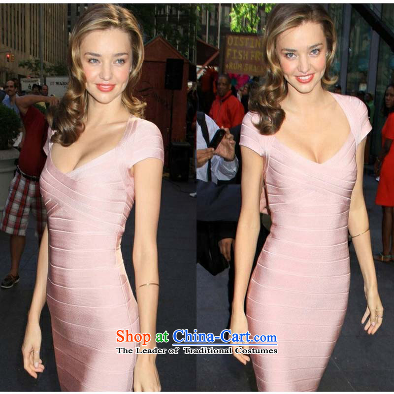 2015 Spring/Summer new sexy beauty evening bridesmaid package shoulder dress bandages package and dresses high-end custom pink M Wah Kee Avandia, , , , shopping on the Internet
