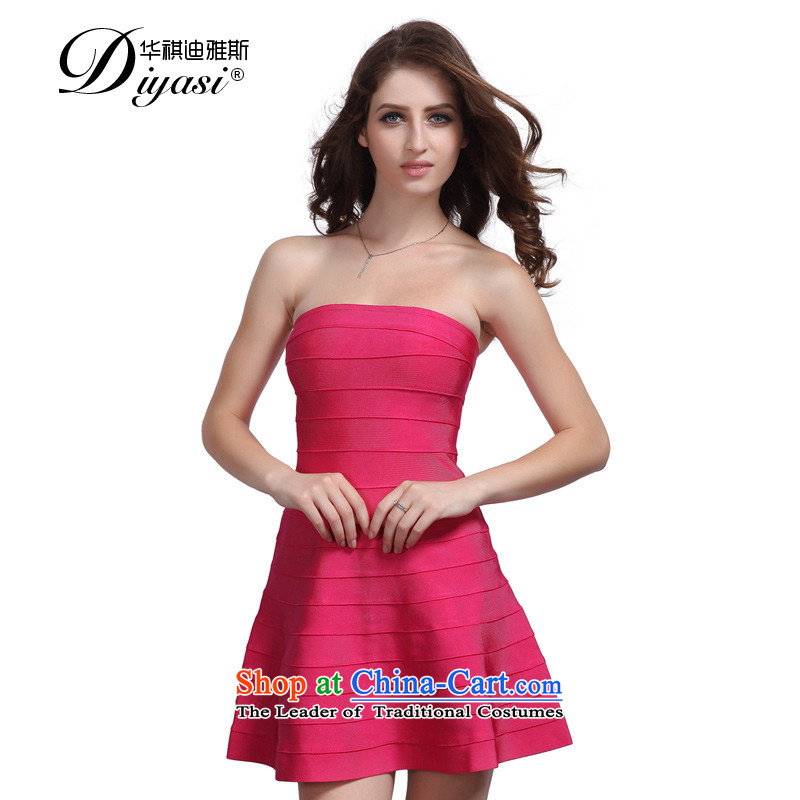 Hua Qi Avandia, temperament and chest, bare shoulders bride bows evening banquet female Dress Short, Bandages dresses RED M Wah Kee Avandia, , , , shopping on the Internet