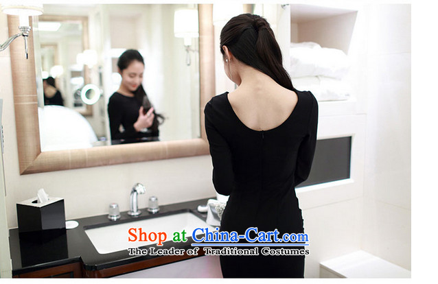 Yue Tan 2015 new Korean temperament and sexy Sau San long-sleeved back forming the dresses engraving the forklift truck dress black M picture, prices, brand platters! The elections are supplied in the national character of distribution, so action, buy now enjoy more preferential! As soon as possible.