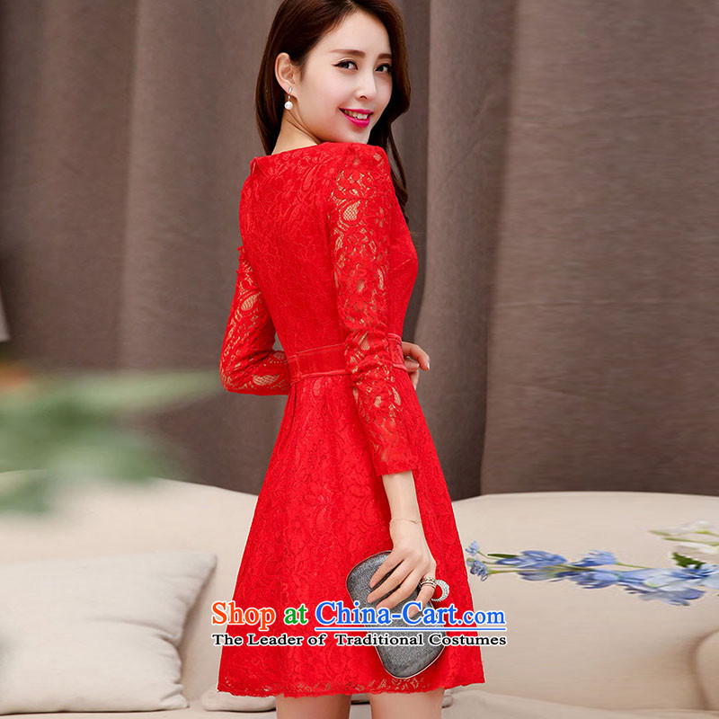 The buds of autumn 2015 installed, new Korean sweet betrothal dresses engraving lace long-sleeved wedding dresses marriage bows small red XXL, bar Lei Li, , , , shopping on the Internet