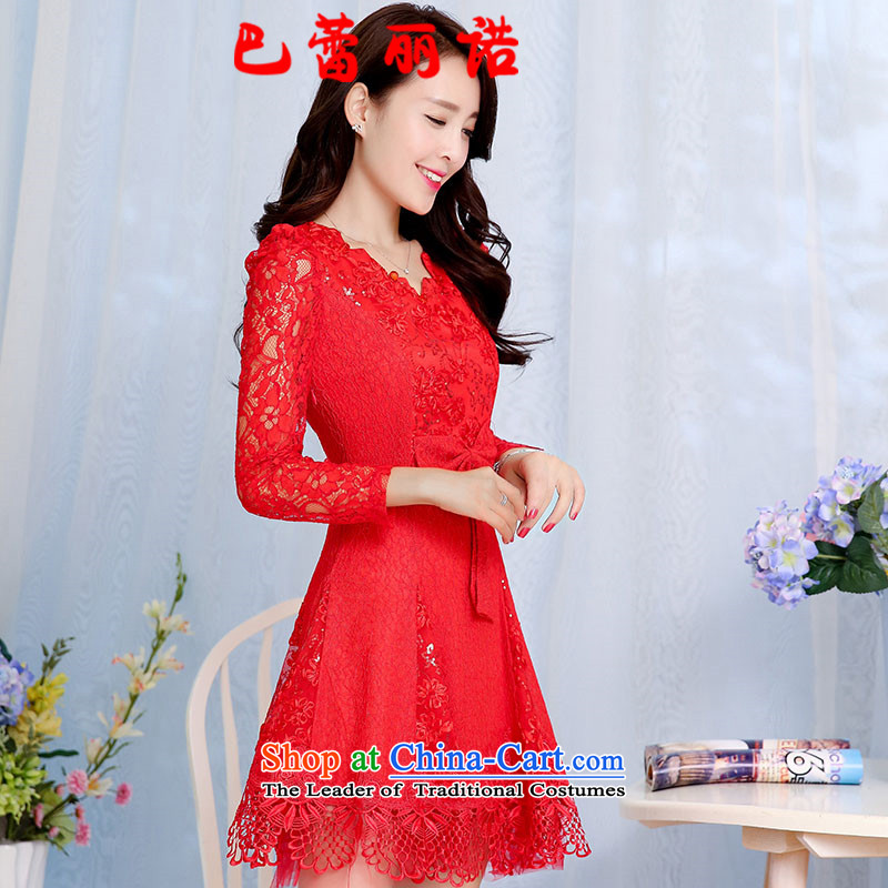 The buds of Lai 2015 spring and fall lace wedding back door onto short of evening dresses performances marriages bows bridesmaid to skirt RED M Bar Lei Li, , , , shopping on the Internet