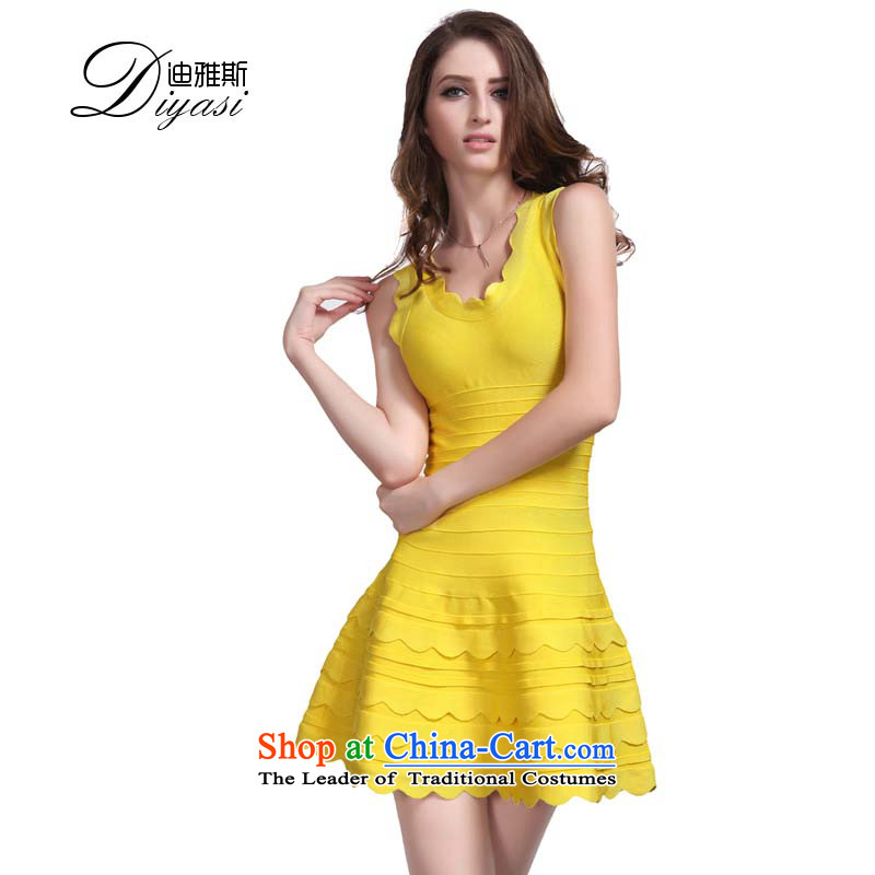 Hua Qi Avandia, temperament bare shoulders in shape and body-girl evening banquet bows Dress Short, Bandages dresses yellow , L, China sincerely Avandia, , , , shopping on the Internet