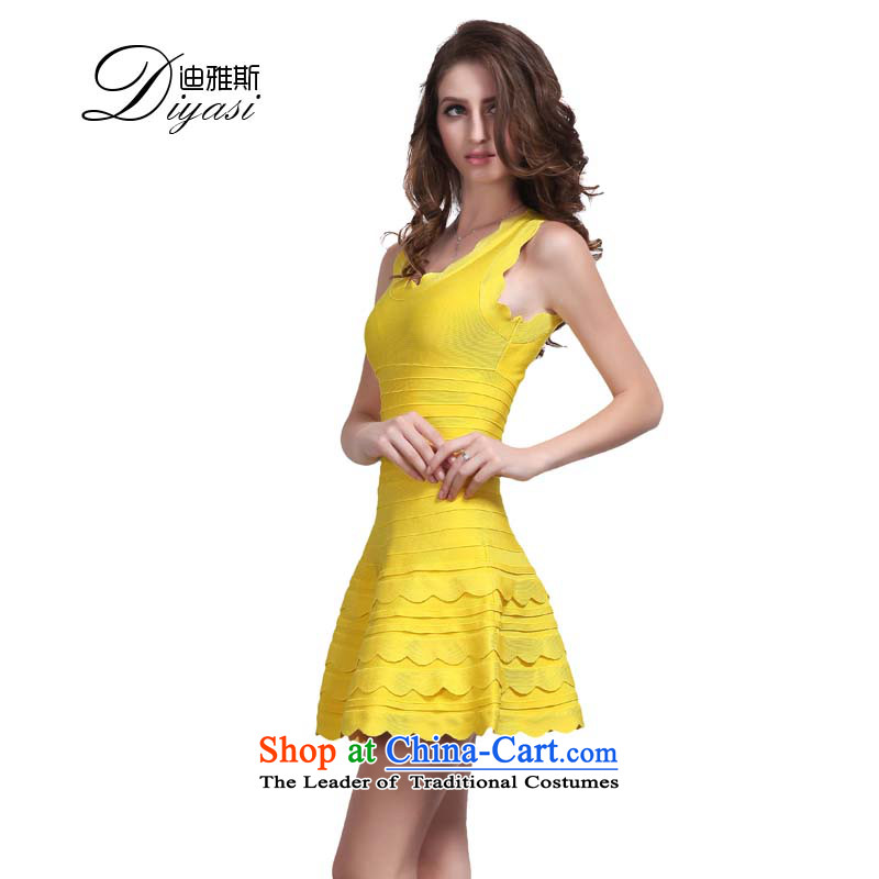 Hua Qi Avandia, temperament bare shoulders in shape and body-girl evening banquet bows Dress Short, Bandages dresses yellow , L, China sincerely Avandia, , , , shopping on the Internet