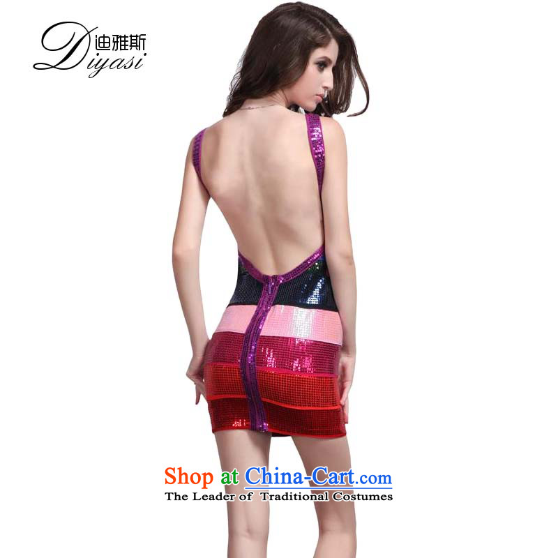 2015 new nightclubs and on tight package chip performance dresses and sexy dance back large luxury bandages dress gradient color pearl M Wah Kee Avandia, , , , shopping on the Internet