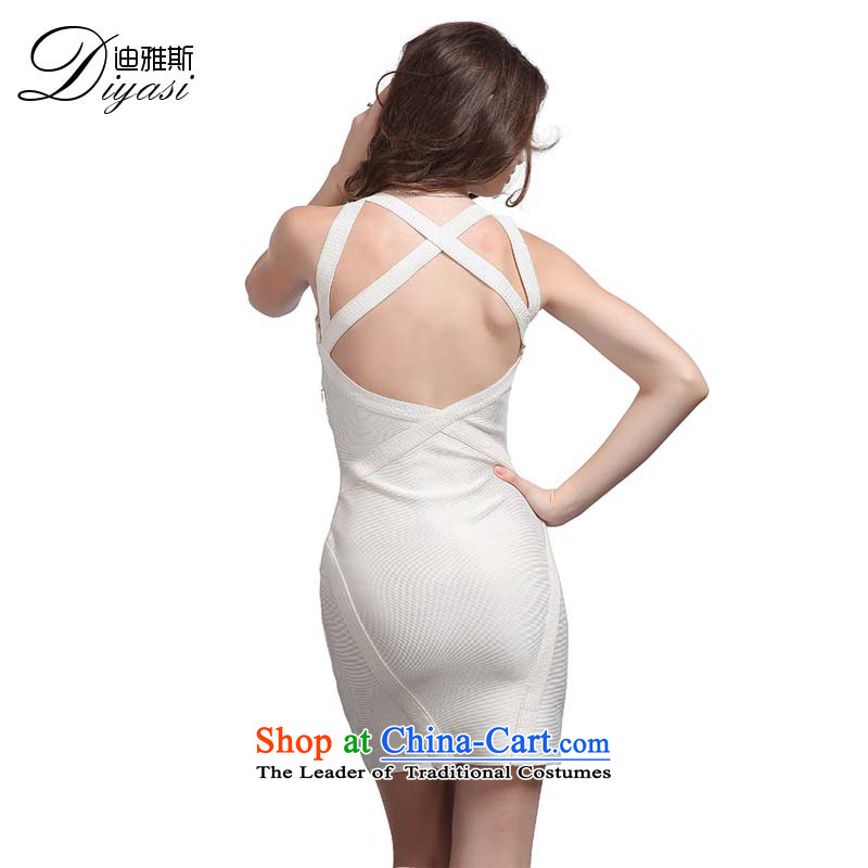 Hua Qi Avandia, western nightclubs and sexy stylish upmarket evening dress white engraving fitness package and bandages White M Wah Kee Avandia, , , , shopping on the Internet