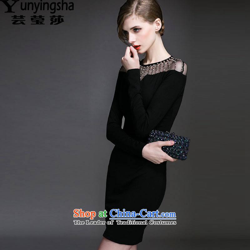 Yun-ying sa 2015 Spring and Autumn new long-sleeved Sau San, forming the dresses package and a black skirt step skirt dress skirt LF9454 Black XL, Yun Children Ying sa shopping on the Internet has been pressed.