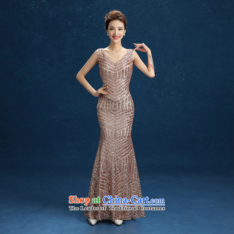 2015 new bows dress new stylish marriages in the summer and autumn on the shoulders of the Sau San red crowsfoot long chip) Stage moderator dress red XL, Gil beautiful shopping on the Internet has been pressed.