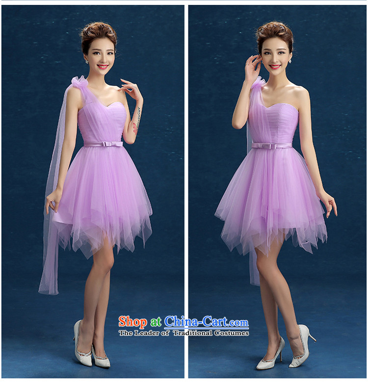 Bridesmaid Mission Dress Short single shoulder sister small dress dresses pink 2015 Spring/Summer new evening dress will light purple S picture, prices, brand platters! The elections are supplied in the national character of distribution, so action, buy now enjoy more preferential! As soon as possible.