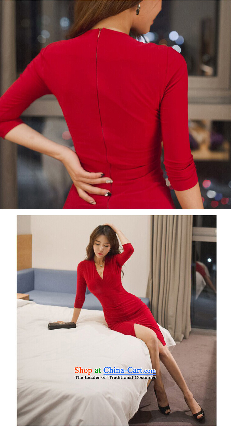 2015 Autumn honey temperament and sexy long-sleeved dresses temperament package and the beauty of the forklift truck and sexy female dress RED M picture, prices, brand platters! The elections are supplied in the national character of distribution, so action, buy now enjoy more preferential! As soon as possible.