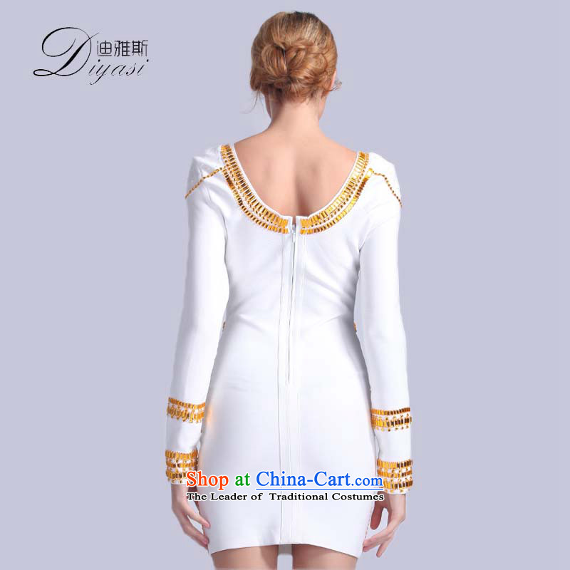 The spring of the new upscale 2015 nail-ju long-sleeved dress round-collar short of banquet package and cosmopolitian bandages dresses , Kim Ju Hua Kee White Avandia, , , , shopping on the Internet