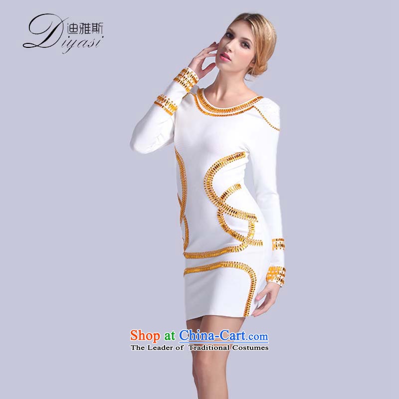 The spring of the new upscale 2015 nail-ju long-sleeved dress round-collar short of banquet package and cosmopolitian bandages dresses , Kim Ju Hua Kee White Avandia, , , , shopping on the Internet