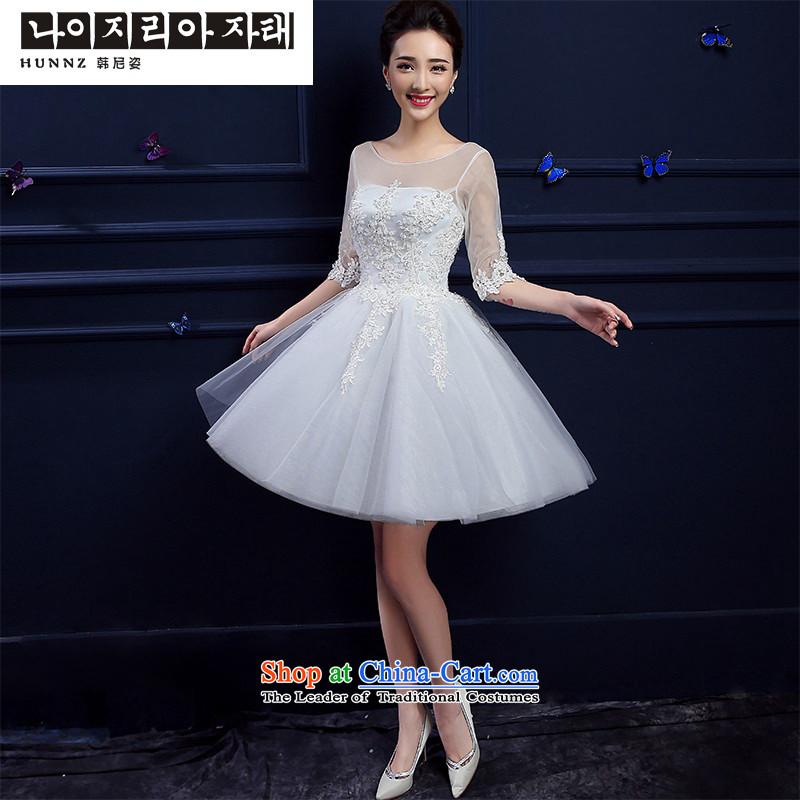 2015 new toasting champagne hannizi) in spring and summer cuff slotted shoulder stylish red short, banquet bride Han, M, white dresses Gigi Lai (hannizi) , , , shopping on the Internet