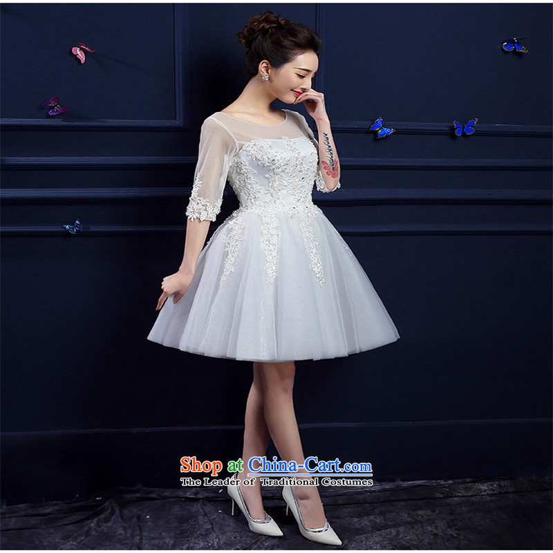 2015 new toasting champagne hannizi) in spring and summer cuff slotted shoulder stylish red short, banquet bride Han, M, white dresses Gigi Lai (hannizi) , , , shopping on the Internet