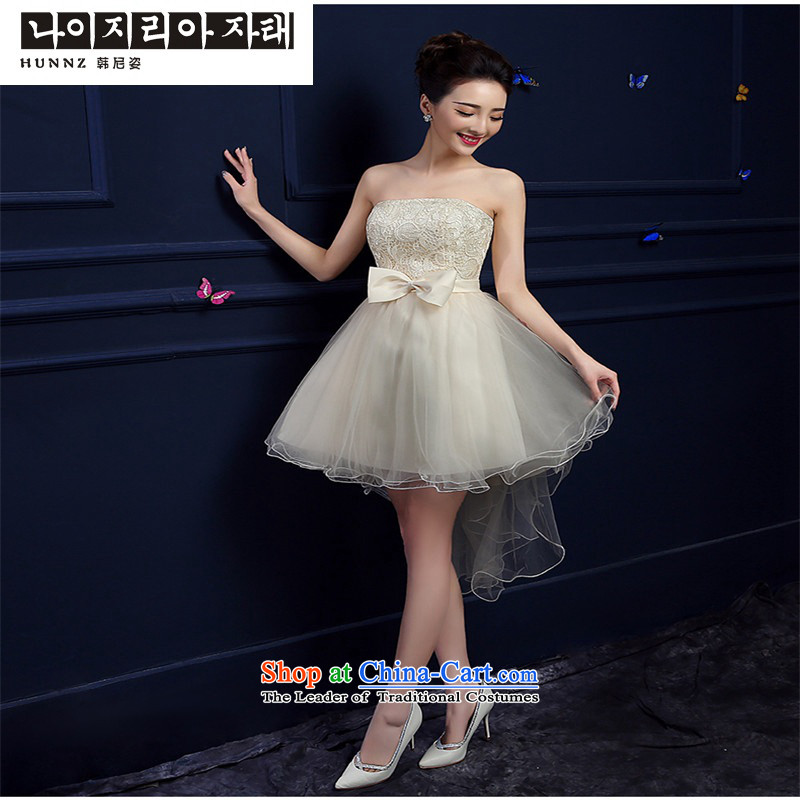 The new 2015 hannizi length of spring and summer stylish anointed chest dress banquet service bridal dresses bows champagne color , Korea s, Gigi Lai (hannizi) , , , shopping on the Internet