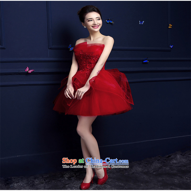 2015 new toasting champagne hannizi) spring and summer short of red and chest stylish banquet dress bridal dresses red and won, XL, hannizi) , , , shopping on the Internet