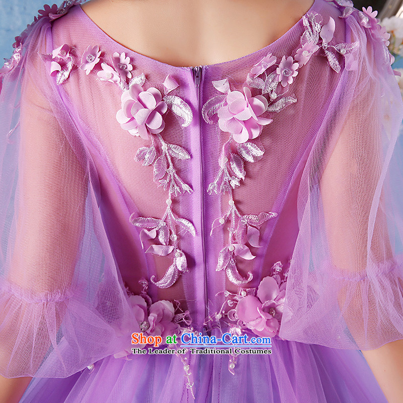 Summer 2015 New 2 large shoulder graphics thin bride banquet dinner dress photo building long will definitely embroidered bride M Purple Shopping on the Internet has been pressed.