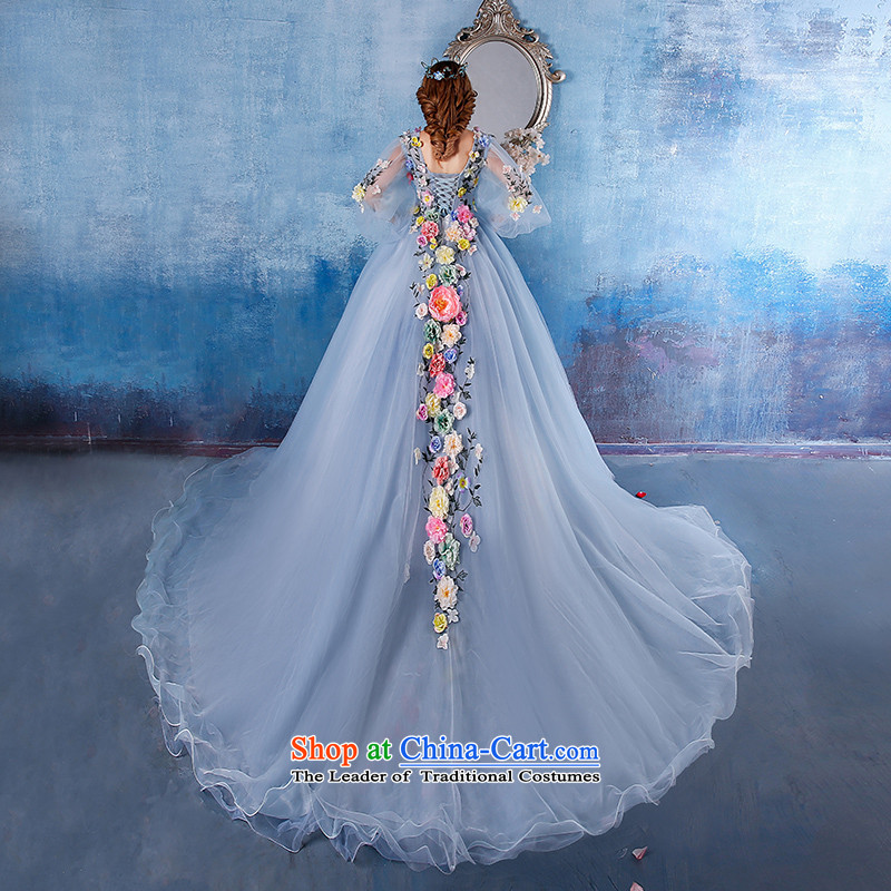 Embroidered bride high end is wedding dresses 2015 Cannes Film Festival van ice Flower Fairies  with fairies dress romantic dinner dress fresh sweet skyblue S suzhou embroidery brides, shipment has been pressed shopping on the Internet