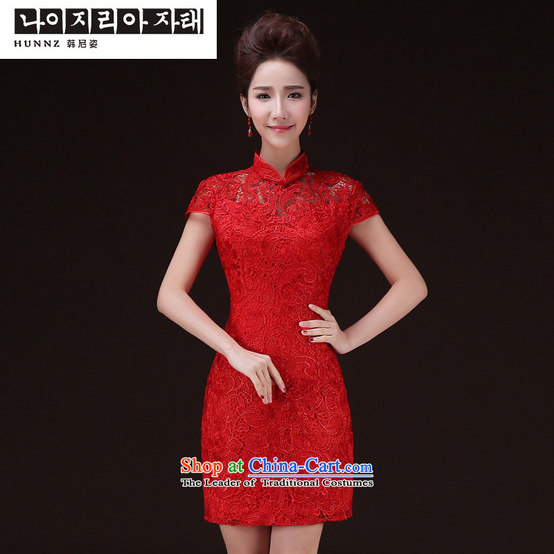 The spring and summer of 2015 New hannizi of Chinese Antique bridal dresses improved banquet dress Sau San bows services , Korea Red, L, Gigi Lai (hannizi) , , , shopping on the Internet