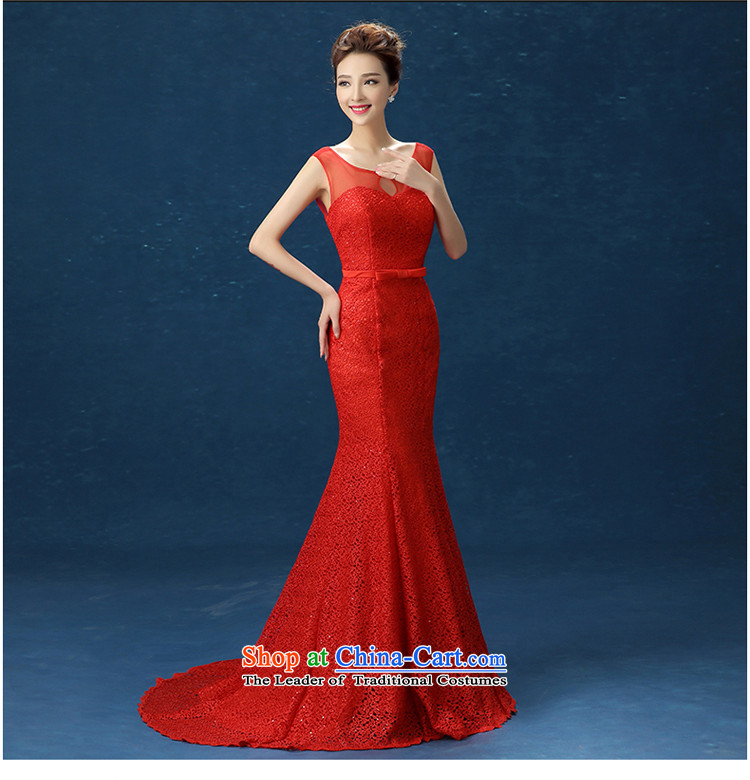 High-end wedding dresses red aristocratic dress bows services evening dress will serve under the auspices of the shoulders, round-neck collar V-Neck long tail crowsfoot RED M picture, prices, brand platters! The elections are supplied in the national character of distribution, so action, buy now enjoy more preferential! As soon as possible.