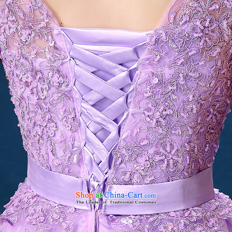 Evening dress long summer 2015 new purple banquet bride bows service, under the auspices of serving bridesmaid will female purple M according to Lin Sha , , , shopping on the Internet