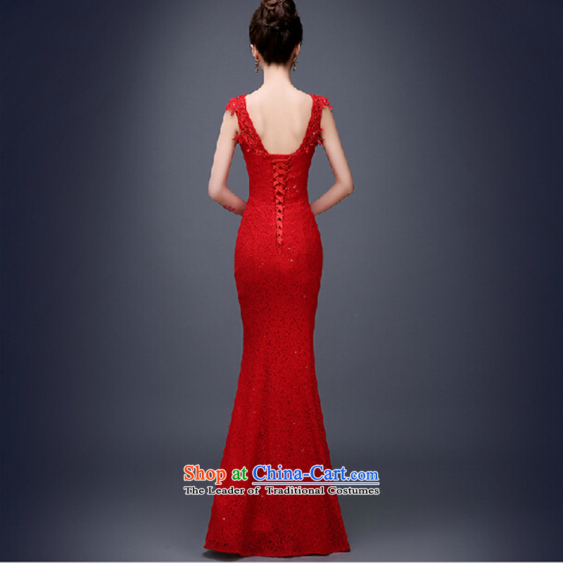 Love Su-lan 2015 new marriages bows Services Mr Ronald red long shoulders crowsfoot banquet evening dresses long skirt female RED M love annual Su-lan , , , shopping on the Internet
