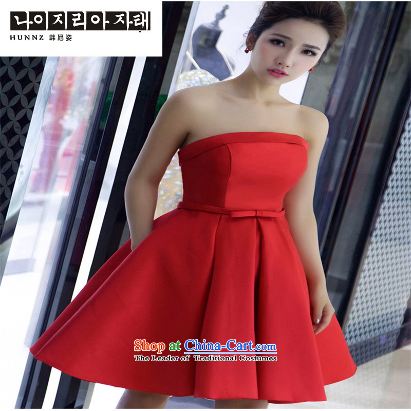 2015 Spring/Summer stylish hannizi Red Dress Short of breast tissue Sau San dresses upscale banqueting bridal dresses , L, Korea, Red Gigi Lai (hannizi) , , , shopping on the Internet