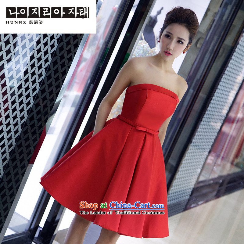 2015 Spring/Summer stylish hannizi Red Dress Short of breast tissue Sau San dresses upscale banqueting bridal dresses , L, Korea, Red Gigi Lai (hannizi) , , , shopping on the Internet