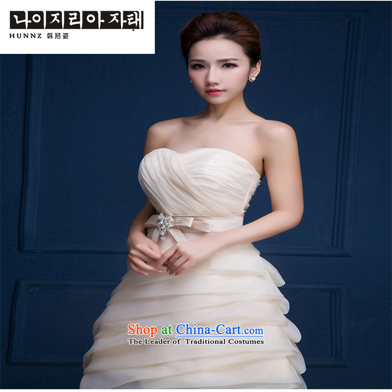 2015 new toasting champagne hannizi spring and summer, champagne color and chest small banquet dress bride toasting champagne dress uniform champagne color of Korea, XXL, hannizi) , , , shopping on the Internet