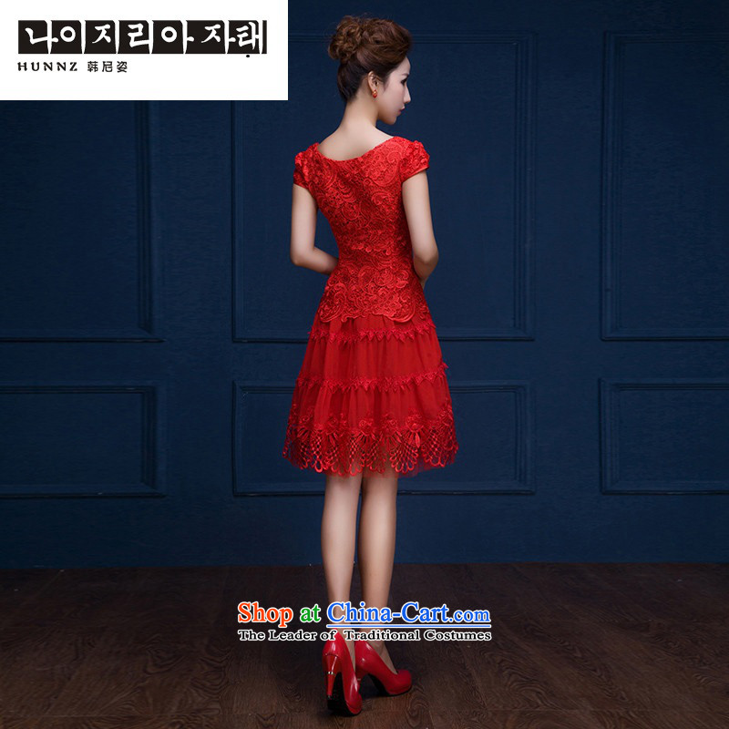 The new 2015 hannizi Korean Sau San shoulders the spring and summer bows to the skirt banquet bride dresses , Korea Red Red, L, Gigi Lai (hannizi) , , , shopping on the Internet