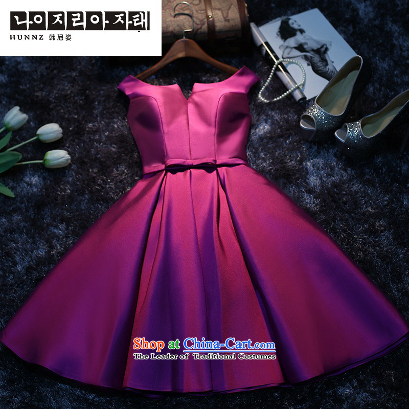 The new 2015 hannizi Korean summer gown length of small dresses moderator bridesmaid Bridal Services service banquet purpleM