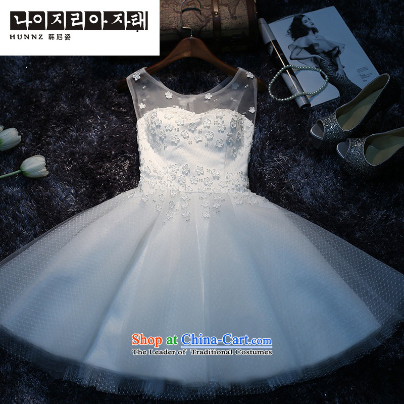 The new 2015 hannizi spring and summer Korean fashion show Dress Short of sister bridal services banquet dress white bows XXL, won, Gigi Lai (hannizi) , , , shopping on the Internet