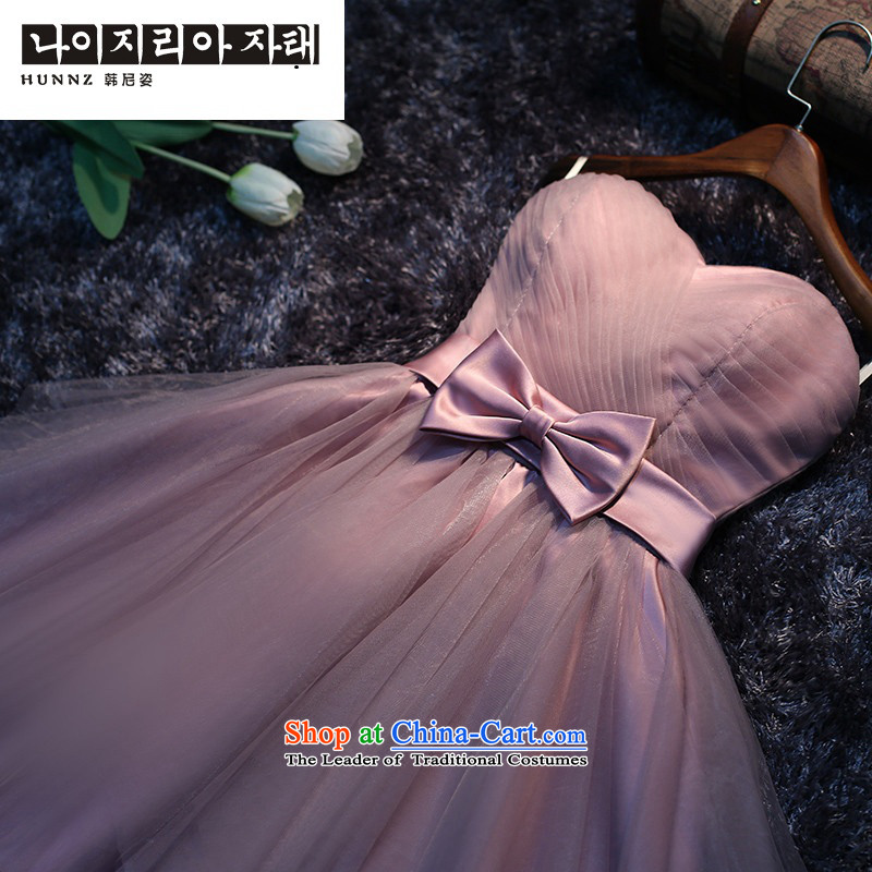 The new 2015 hannizi Korean bridal dresses summer sister skirt short of pink banquet service bridesmaid service bows pink , L, Korea, Gigi Lai (hannizi) , , , shopping on the Internet