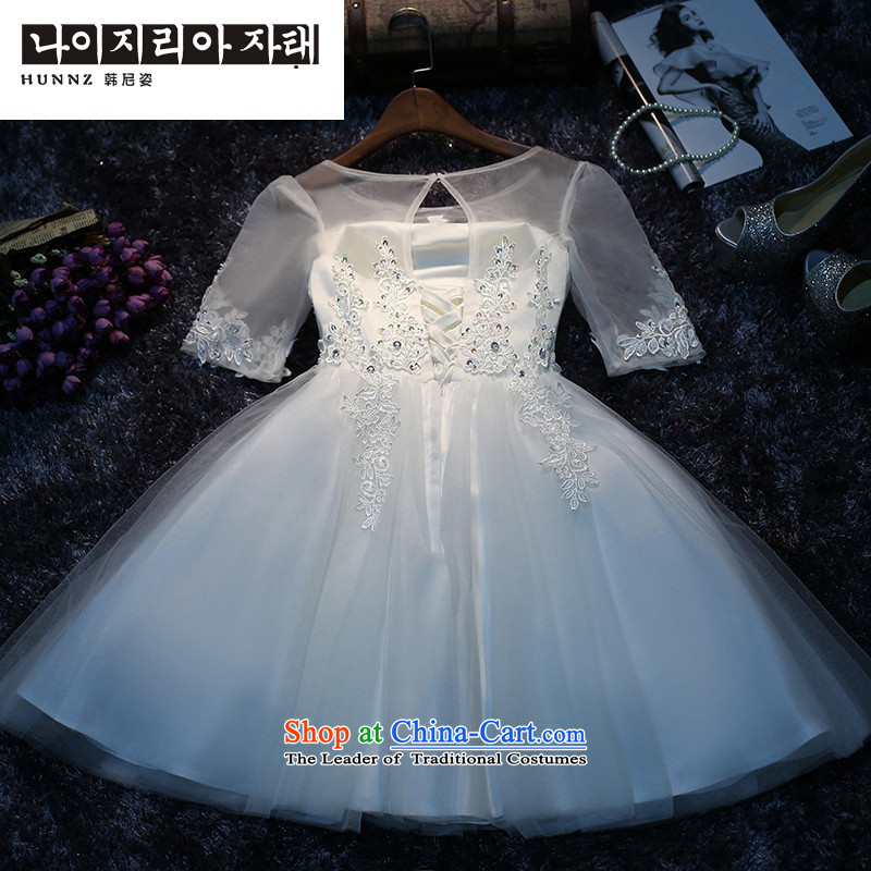 The new 2015 hannizi spring and summer wedding won the betrothal of small stylish dresses short video thin dress Sau San white L, Korea, Gigi Lai (hannizi) , , , shopping on the Internet