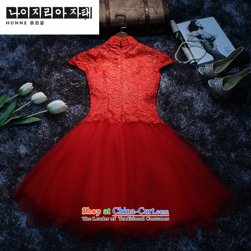 2015 Package shoulder hannizi new spring and summer Chinese bride dress bows service stylish improved qipao gown red S Korea load, Gigi Lai (hannizi) , , , shopping on the Internet