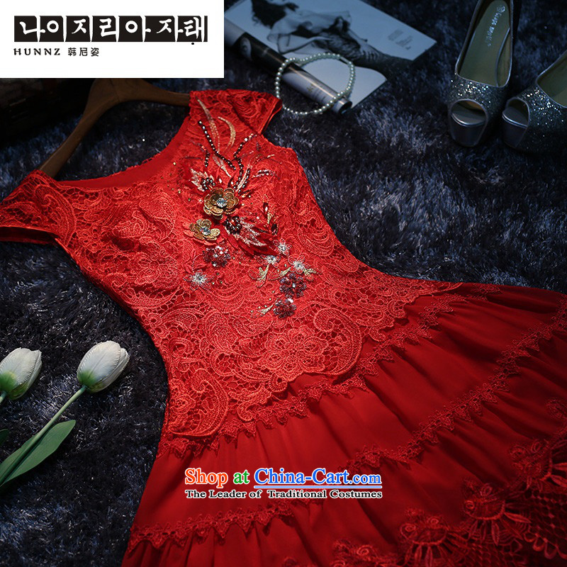 The spring and summer of 2015, Sau San hannizi video thin package shoulder the new bride dress bows services lace performances dress banquet and Korea Red Red M, Gigi Lai (hannizi) , , , shopping on the Internet