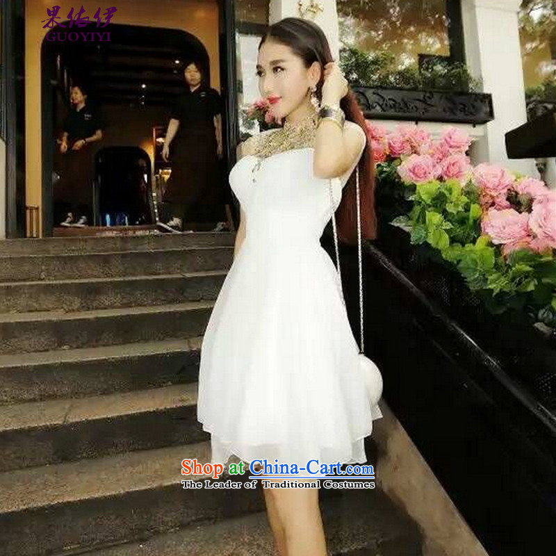 In accordance with the results of the 2015 El new aristocratic heavy industry staples bead back banquet dress dresses 1319 White S