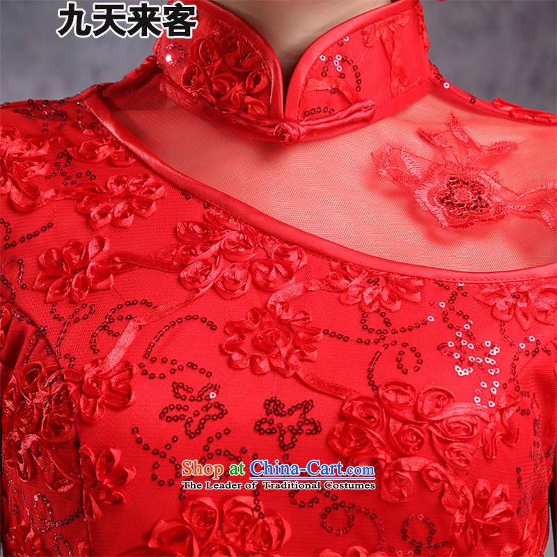9 day visitors red bride qipao marriage bows services spend short of retro embroidery qipao and improved noble 6,613 filed claims for red two L waist 1, 9 day visitors has been pressed shopping on the Internet