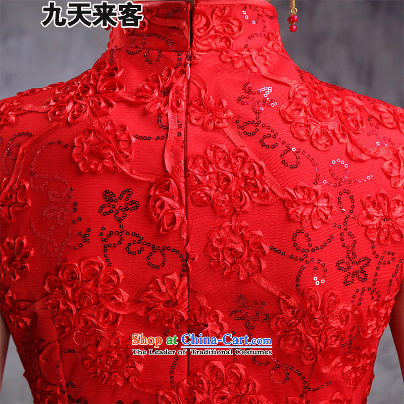 9 day visitors red bride qipao marriage bows services spend short of retro embroidery qipao and improved noble 6,613 filed claims for red two L waist 1, 9 day visitors has been pressed shopping on the Internet