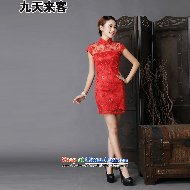 9 Day Visitors 2015 annual meeting of the new show wedding dresses marriages of nostalgia for the improvement of services 6638 Red bows qipao red XL, 9 day visitors has been pressed shopping on the Internet