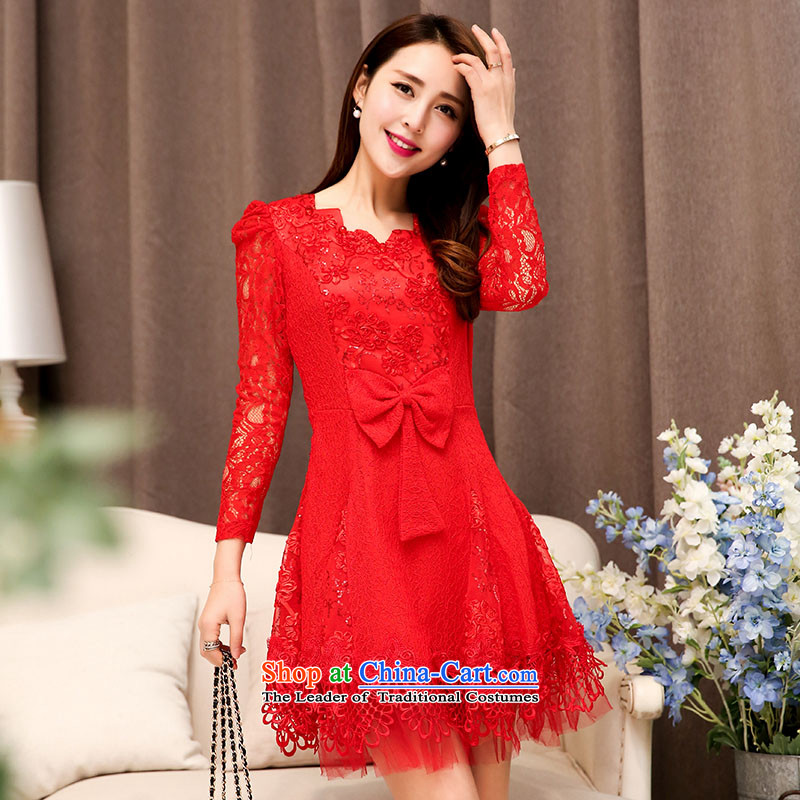 Piao Love Ting 2015 Autumn replacing new madame marriages bows evening dresses female red long skirt wedding dress autumn and winter female red XXL, drift love-ting (PIAOAITING) , , , shopping on the Internet