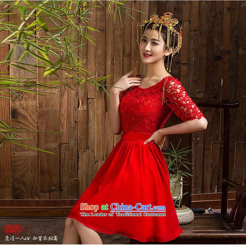 Pure Love bamboo yarn 2015 new red bride wedding dress long evening dresses evening drink service red shoulders long red dress Sau San 7 cuff or short-sleeved photographed the message XXL, pure love bamboo yarn , , , shopping on the Internet