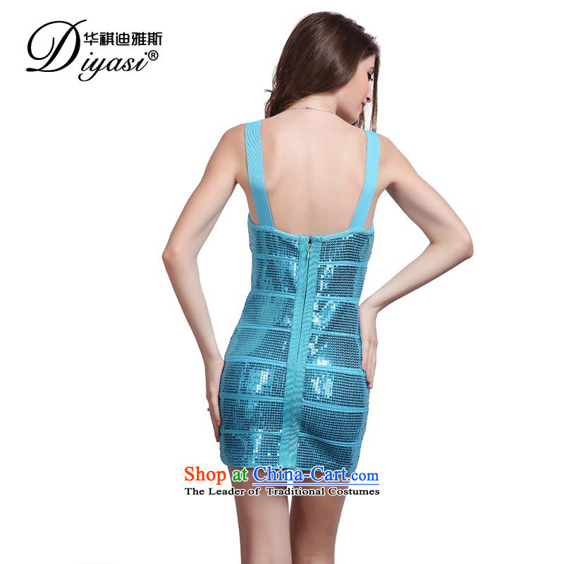 Hua Qi Avandia, 2015 spring/summer the new Europe and the upscale pearl evening sexy night package and bandages dress skirt BLUE PEARL M Wah Kee Avandia, , , , shopping on the Internet