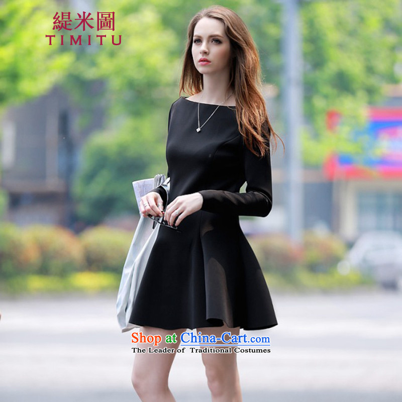 Economy by 2015 autumn the new figure for women small-wind fields for a small-sleeved black skirt Sheikh small black skirt dress red , L, Economy (TIMITU figure) , , , shopping on the Internet
