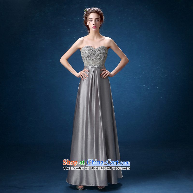 Banquet dinner dress, put the new 2015 chest lace moderator dress long skirt Sau San video thin, long M
