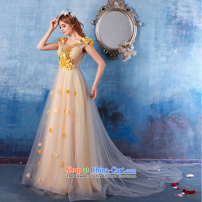 The bride evening dresses 2015 Summer new large graphics thin tail will light yellow L , Suzhou embroidery brides shipment has been pressed shopping on the Internet