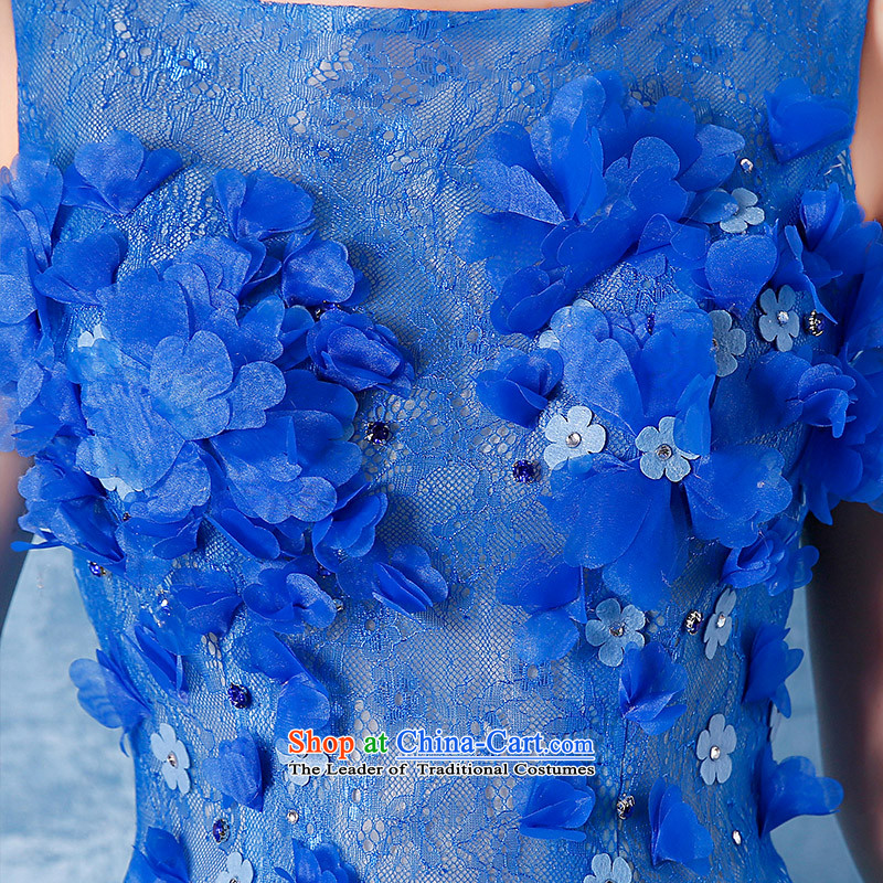 Summer 2015 new shoulders, wedding night short dress code video thin stage large will make the blue does not allow, embroidered bride shopping on the Internet has been pressed.