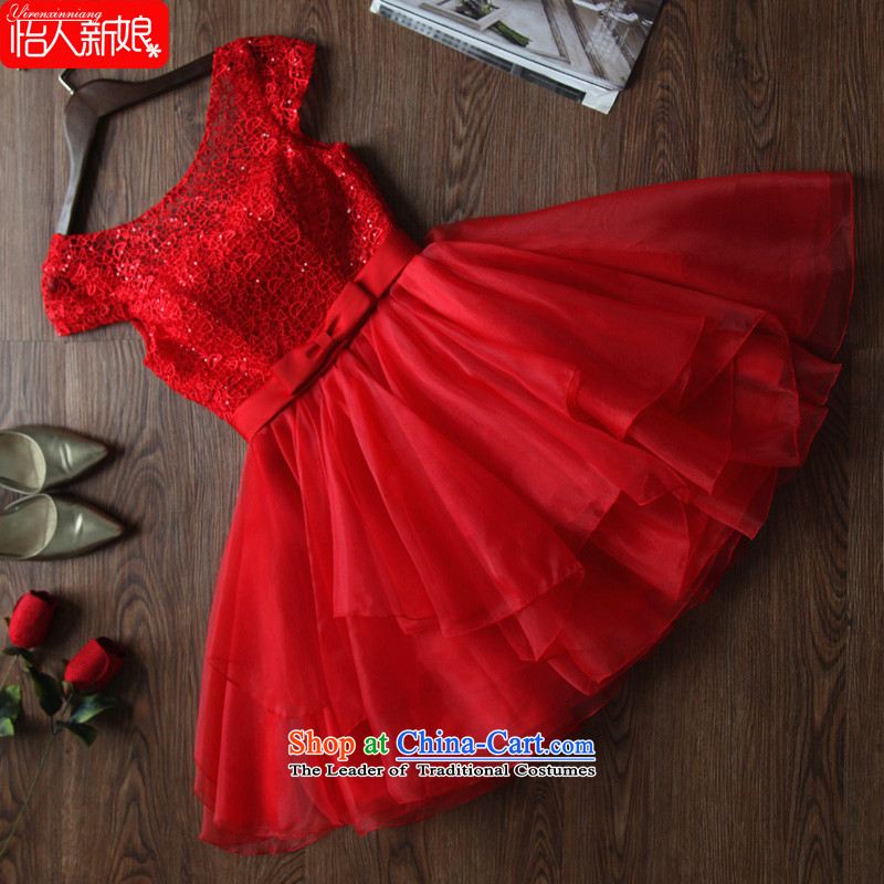 The bride bows Service, Mr Ronald back to door service 2015 new wedding dress, the betrothal red stylish evening dresses red (A) , L, pleasant bride shopping on the Internet has been pressed.