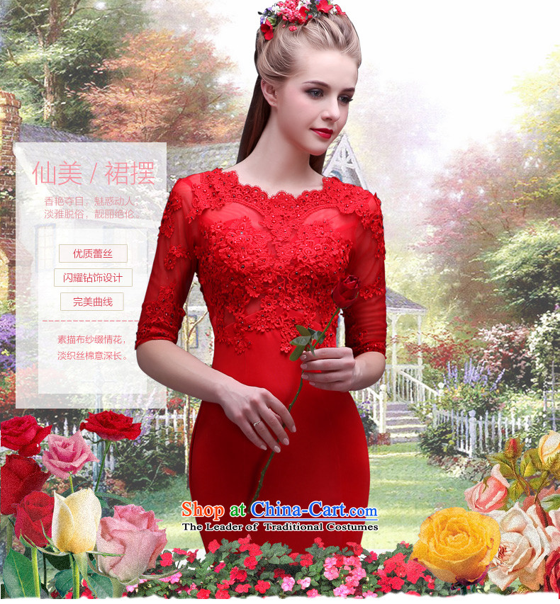 The Bride Red Dress marriage bows services crowsfoot Long Tail in small long-sleeved lace upscale banqueting red carpet evening dresses winter RED M picture, prices, brand platters! The elections are supplied in the national character of distribution, so action, buy now enjoy more preferential! As soon as possible.
