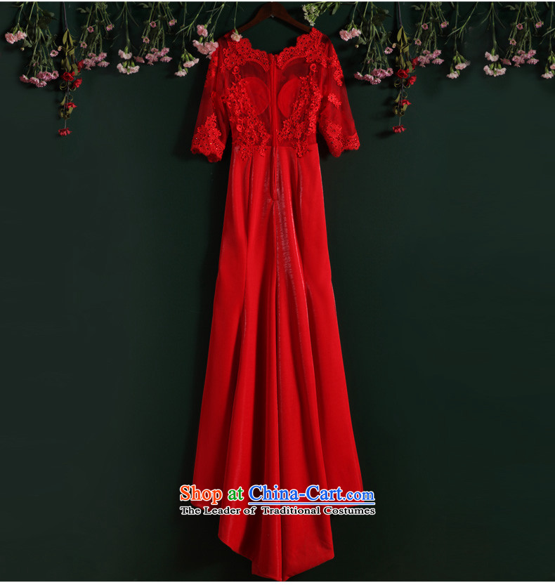 The Bride Red Dress marriage bows services crowsfoot Long Tail in small long-sleeved lace upscale banqueting red carpet evening dresses winter RED M picture, prices, brand platters! The elections are supplied in the national character of distribution, so action, buy now enjoy more preferential! As soon as possible.