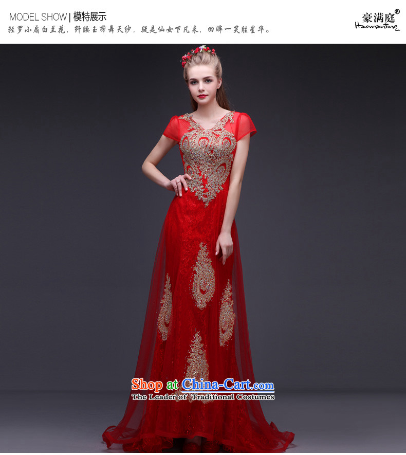Red wedding dress 2015 new fall shoulders v-neck wedding dress bride bows services long tail evening red S picture, prices, brand platters! The elections are supplied in the national character of distribution, so action, buy now enjoy more preferential! As soon as possible.